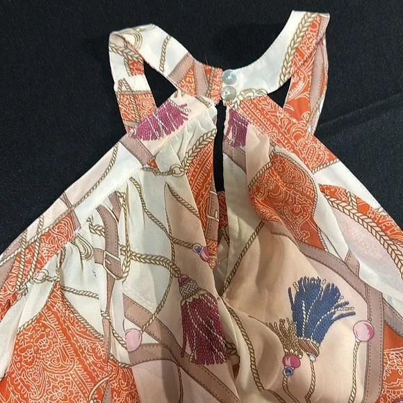 Entro Orange and Cream Patterned Top Medium - Picture 3 of 3